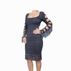 2B Bebe Blue Ribbed Cut Out Bodycon Dress